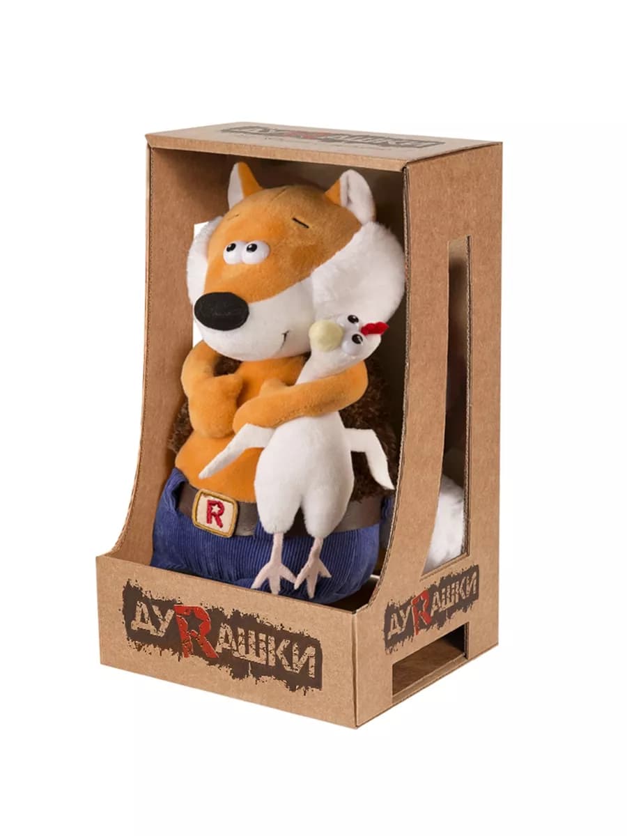 Мягкая игрушка ДуRашки Ловкий Лис и Курица 24 см в коробке