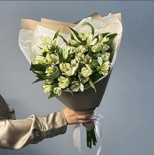 Букет из 9 белых альстромерий